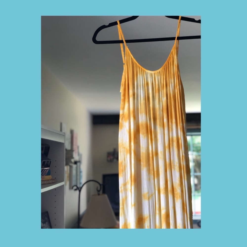 yellow tie dye maxi dress